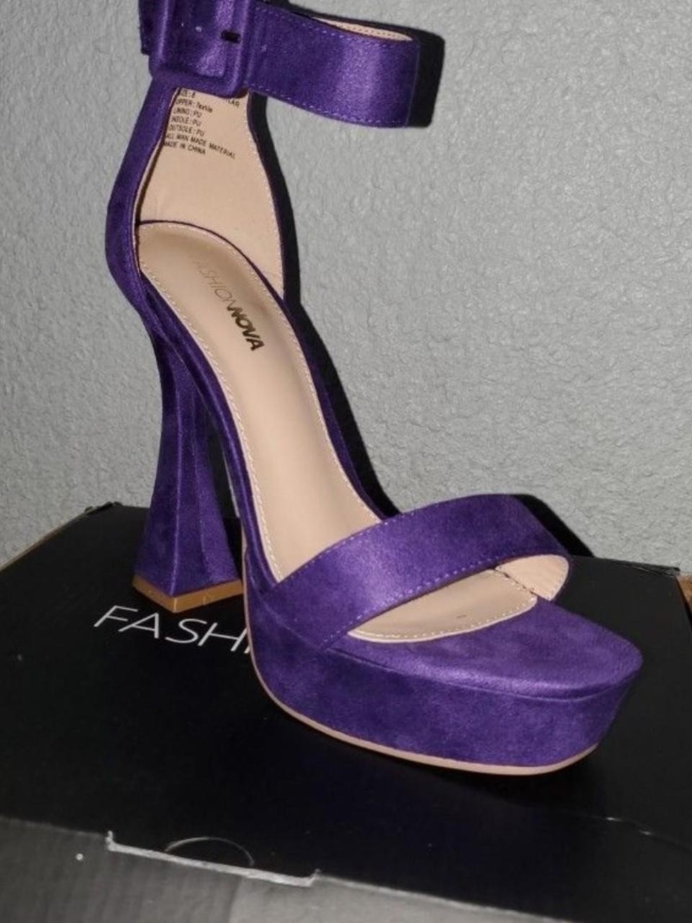 Fashion Nova Purple Suede Platform Ankle-Strap Sandals